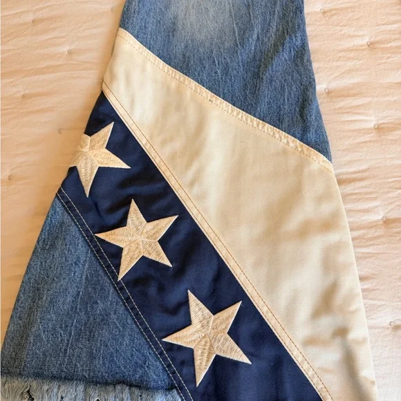 Free People Blue and Red Star Flare Jeans - Picture 6 of 10